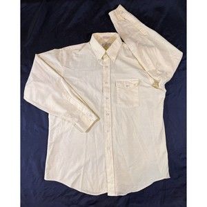 1990 Vintage LL Bean Shirt MENS Large 17-36 Button Up Yellow Made In USA.
